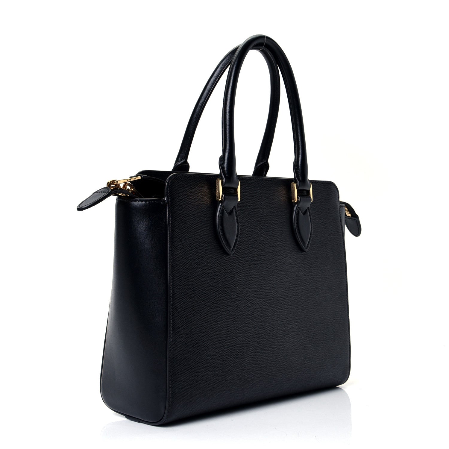 Prada Saffiano Soft Calfskin Small Zippered Tote Black 2 of 4