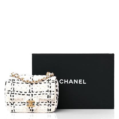 Chanel Raffia Effect Tweedy Mini Flap Bag White Black 10 of 10