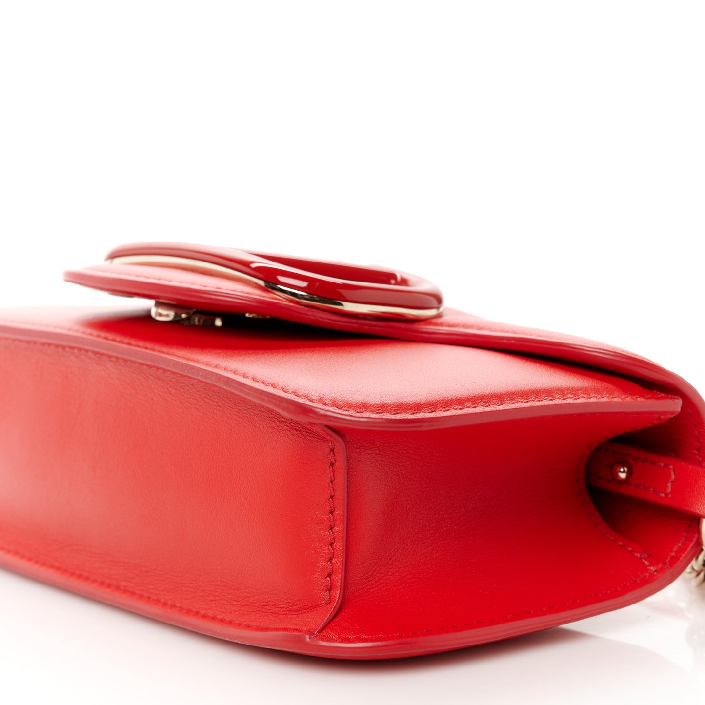 Calfskin Enamel Vlogo Small Loco Shoulder Bag Rouge Pur