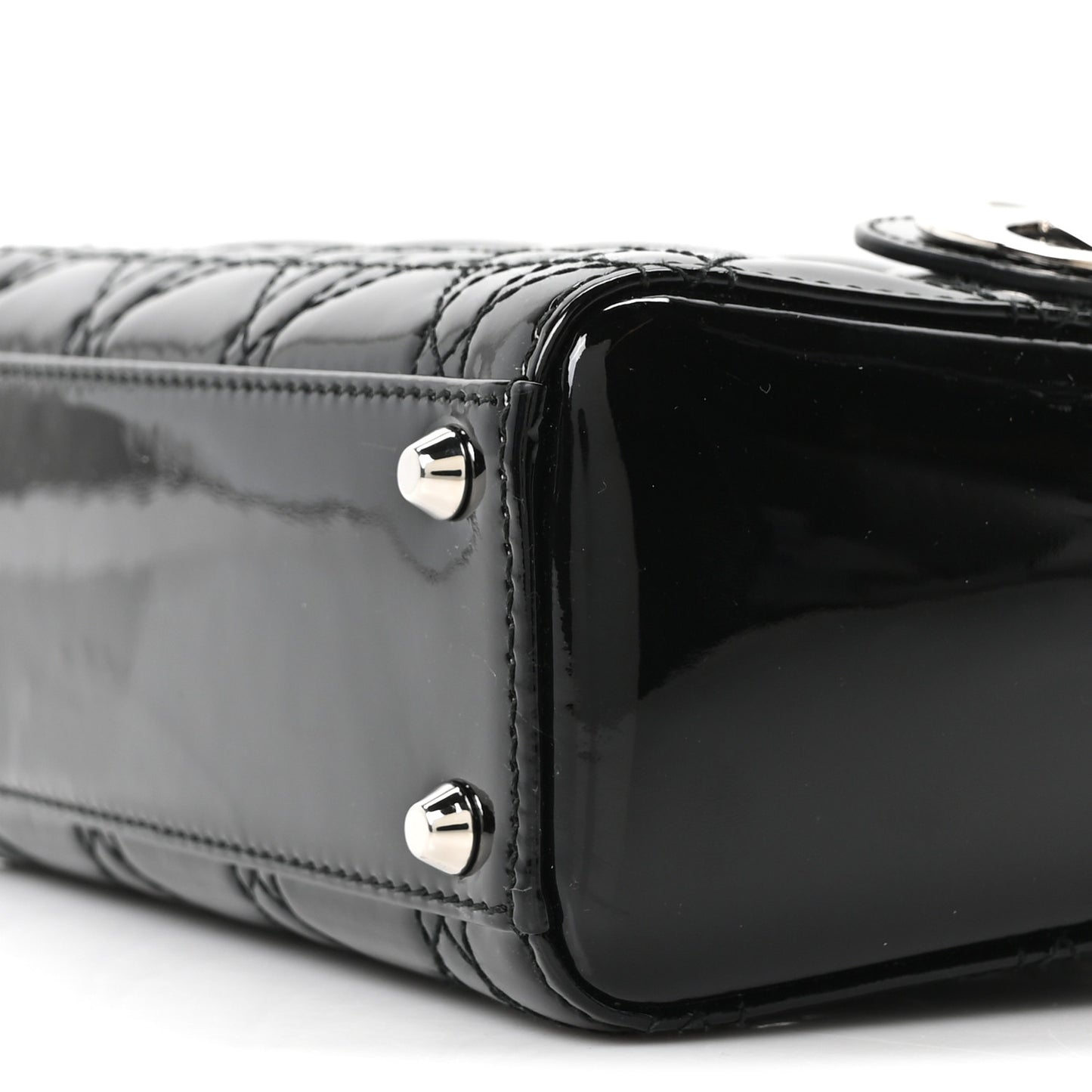Patent Cannage Mini Lady Dior Black