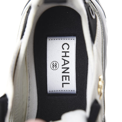 Chanel Fabric Calfskin Suede CC Sneakers 36 White Black 9 of 11