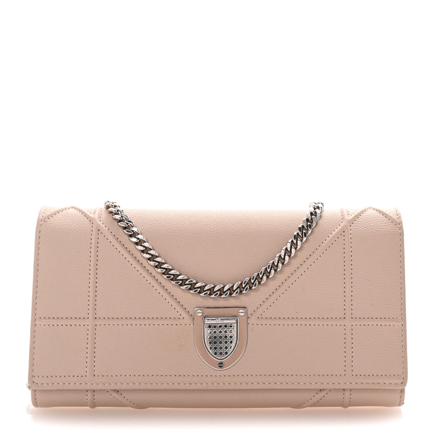 Grained Calfskin Diorama Croisiere Chain Wallet Pink