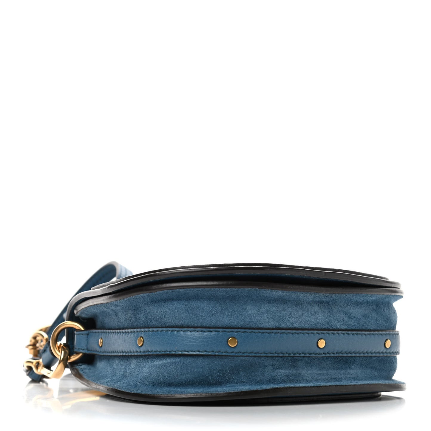 Calfskin Suede Small Nile Bracelet Bag Vinyl Blue