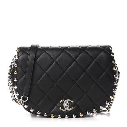 Chanel Lambskin Quilted Studded Bubble Flap Black 1 of 9