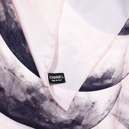 Chanel Silk Camellia Print Square Scarf Blue Pink 3 of 4