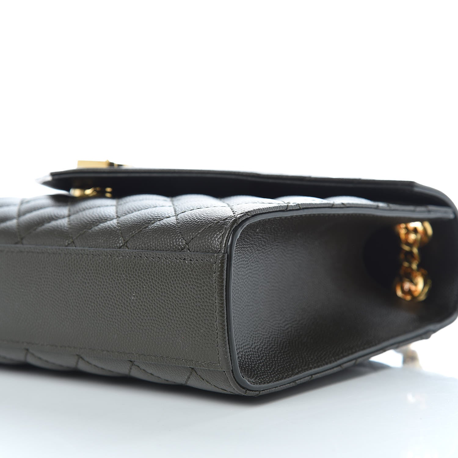Saint Laurent Grain De Poudre Textured Mixed Matelasse Triquilt Medium Monogram Satchel Dark Tea 6 of 10