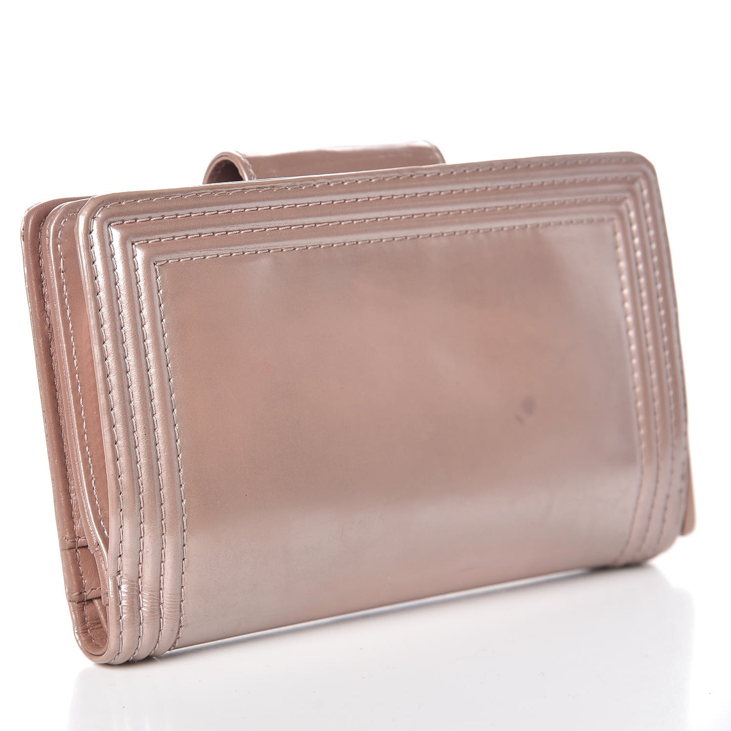 Metallic Glazed Calfskin Boy Zipped Pocket Wallet Pink