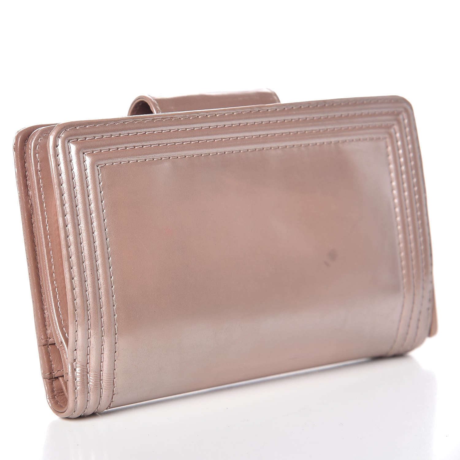 Chanel Metallic Glazed Calfskin Boy Zipped Pocket Wallet Pink 3 of 19