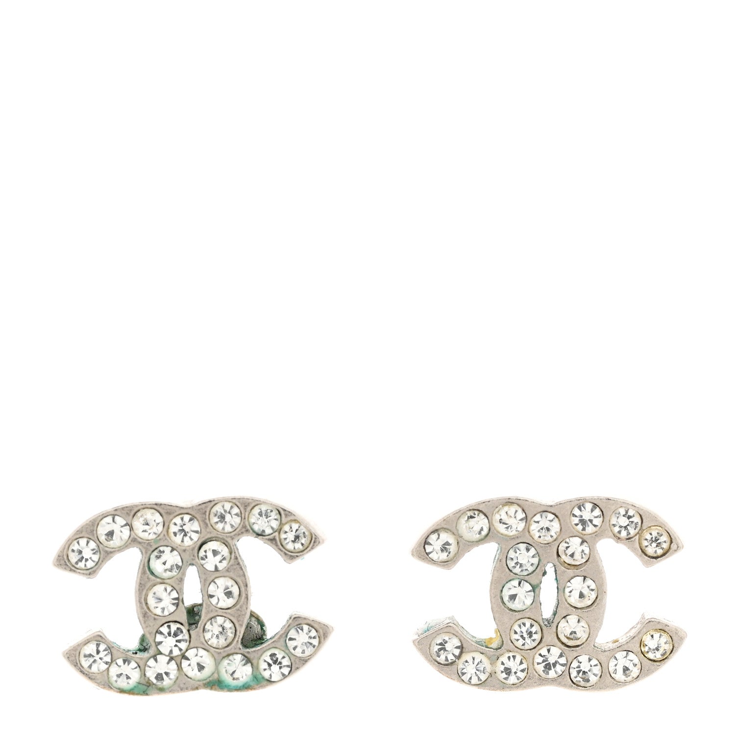 Chanel Crystal Mini Timeless CC Earrings Silver 1 of 4