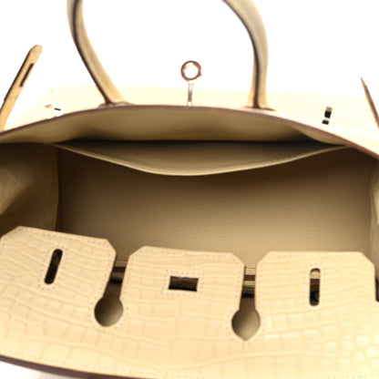Hermes Matte Alligator Birkin 25 Vanille 5 of 11