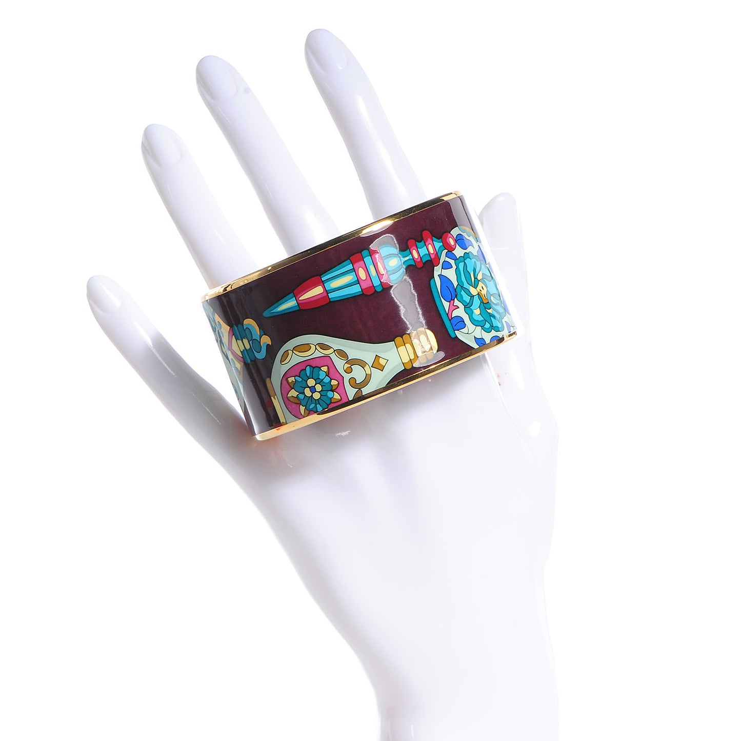 Enamel Printed Flacons Extra Wide Bracelet 70 Raisin