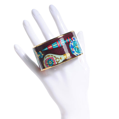 Hermes Enamel Printed Flacons Extra Wide Bracelet 70 Raisin 2 of 6
