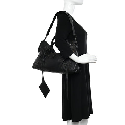 Balenciaga Calfskin Lizard Embossed Classic Hardware City Black 2 of 14