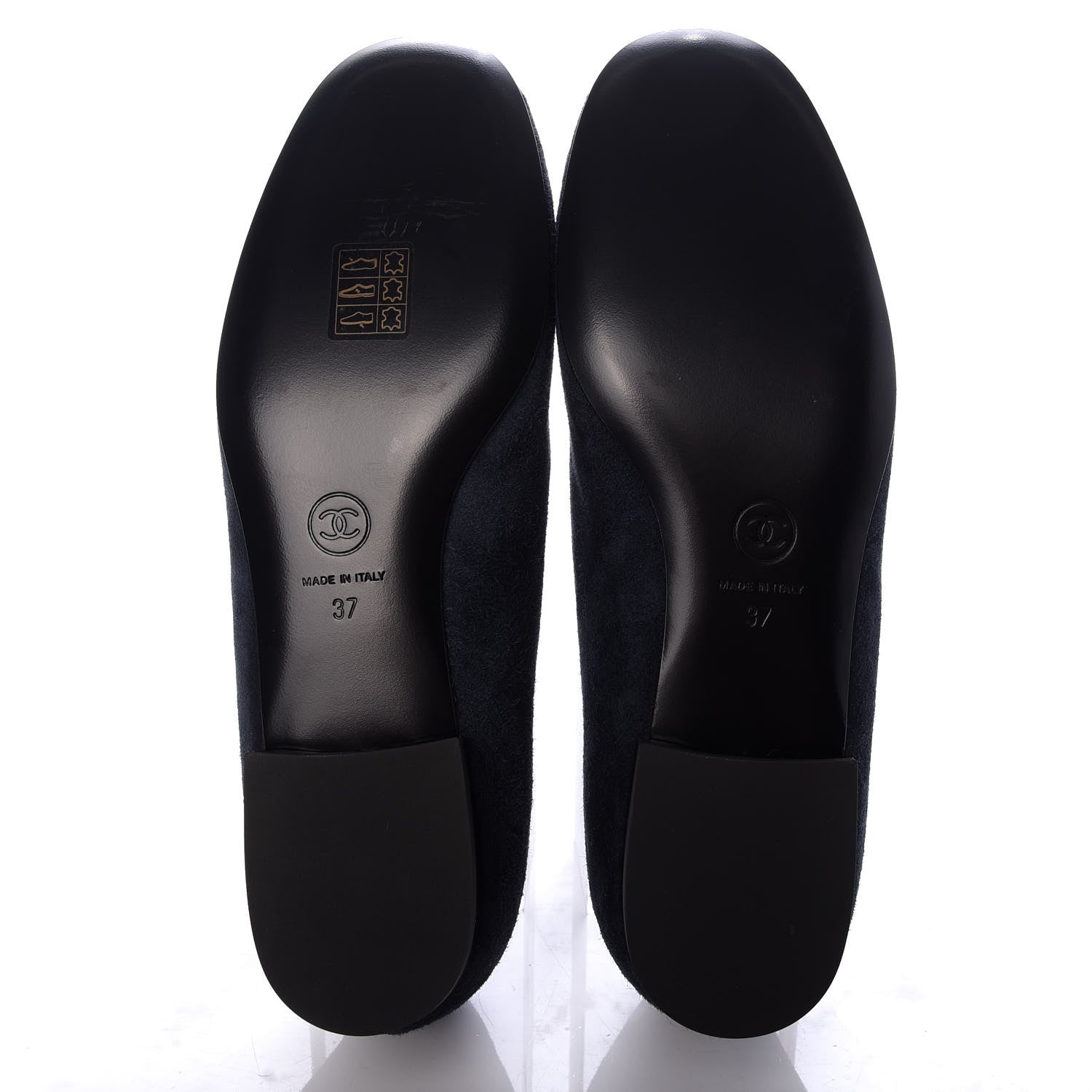 Chanel Suede Patent Camellia CC Ballerina Flat 37 Navy Black 5 of 10