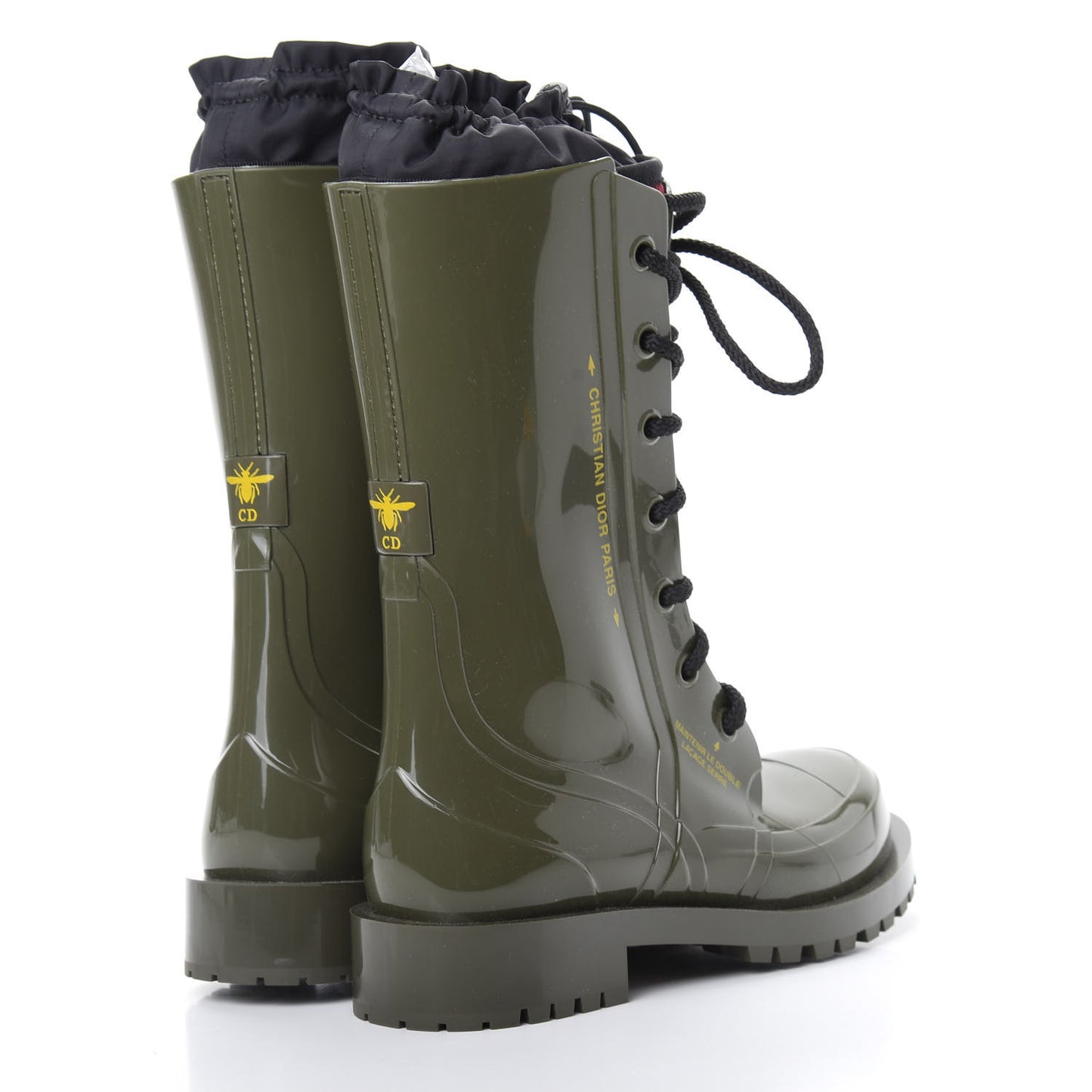 Shiny Rubber Diorcamp Low Boots 35 Military