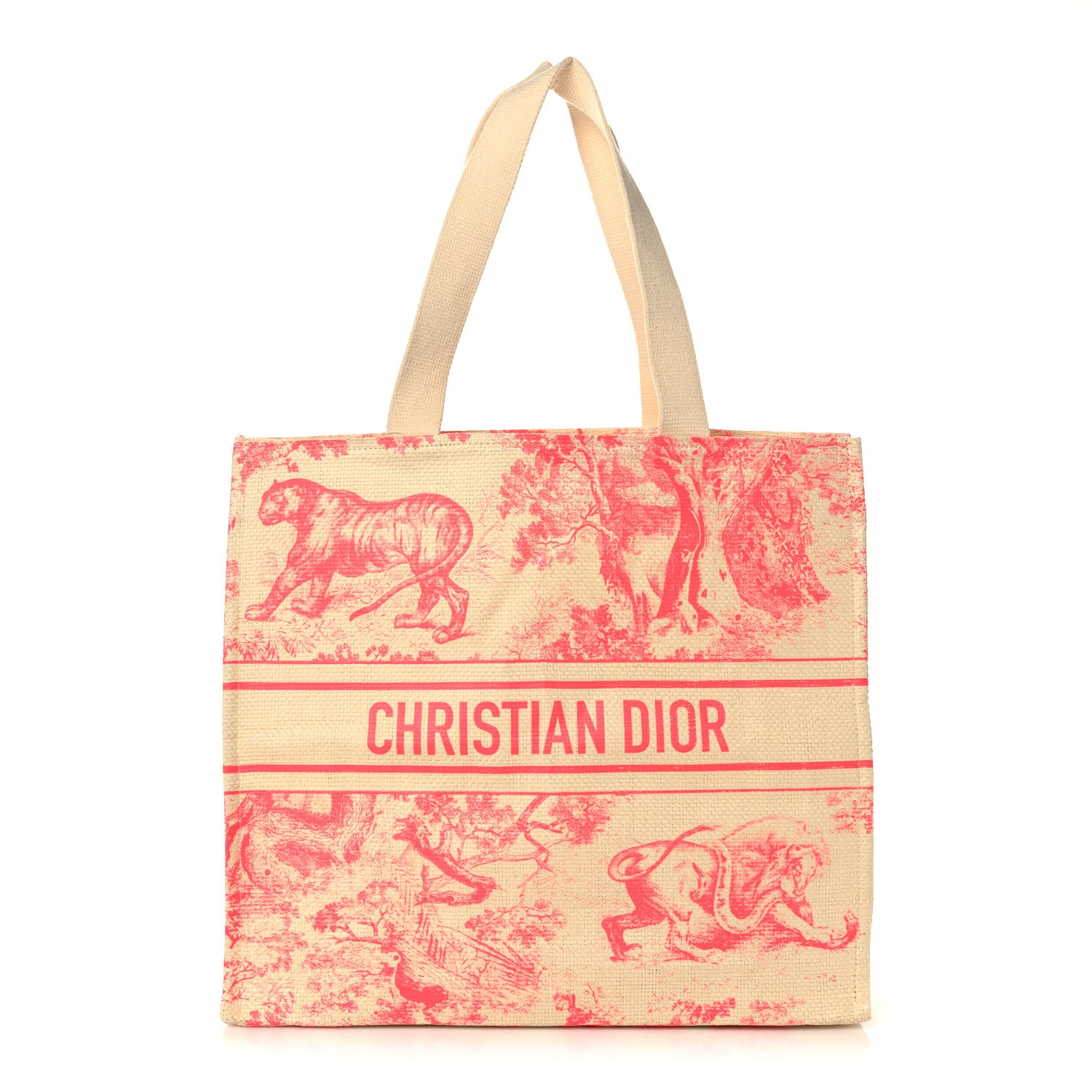 Christian Dior Straw Dioriviera Tote Pink 1 of 9