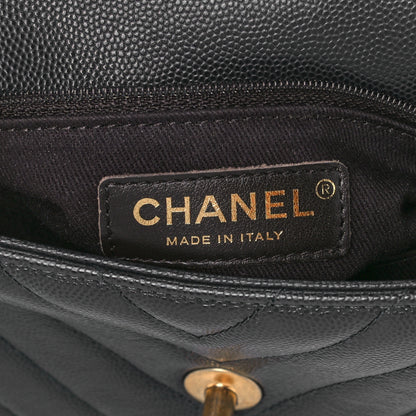 Chanel Caviar Chevron Quilted Mini Coco Handle Flap Dark Grey 6 of 12