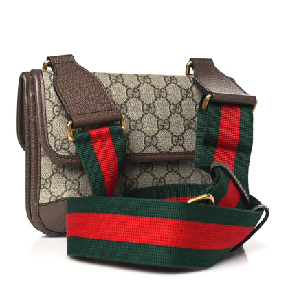 Gucci GG Supreme Monogram Web Small Neo Vintage Double Flap Messenger Bag Beige New Acero 3 of 10