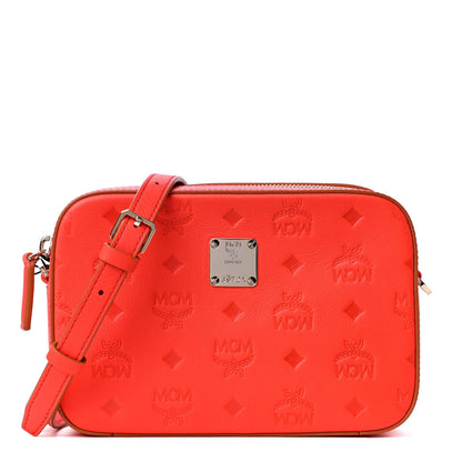 MCM Calfskin Ottomar Monogram Klara Crossbody Bag Hot Coral 1 of 4