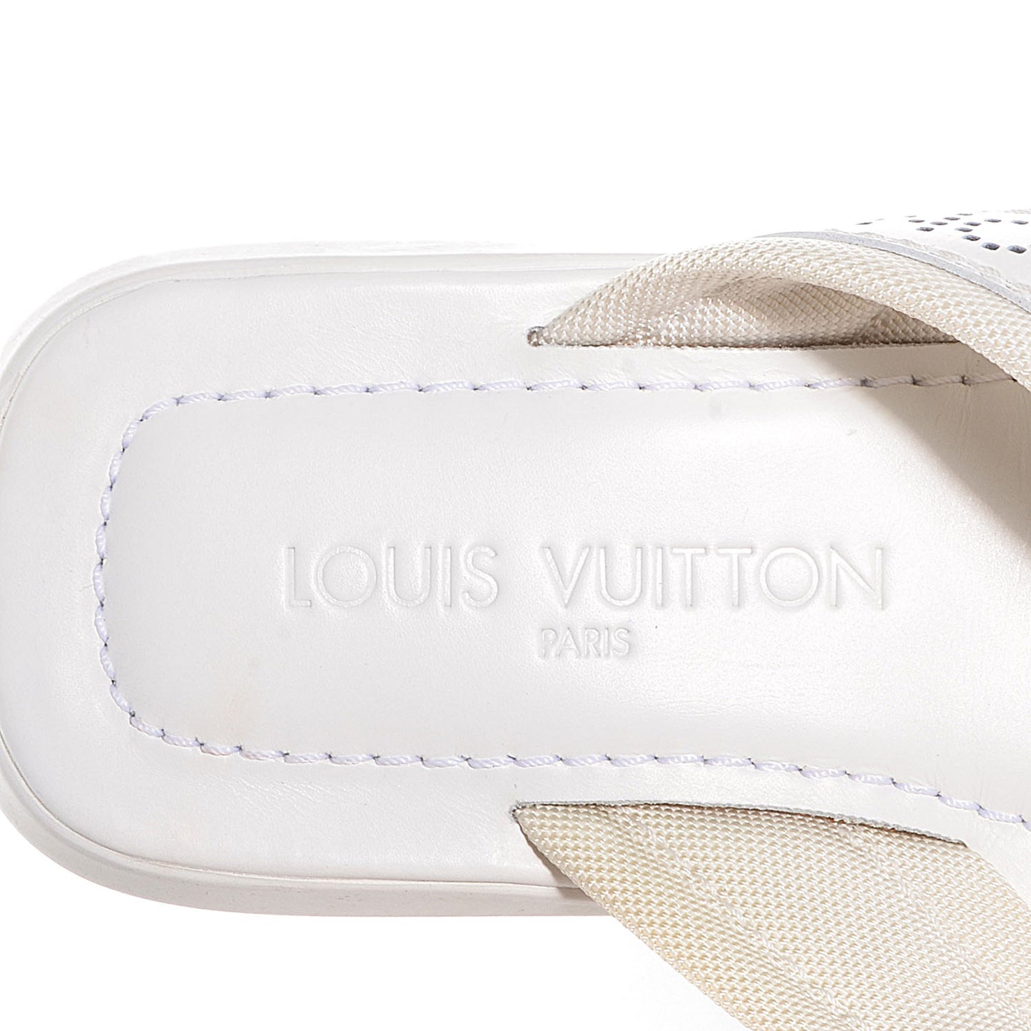 Mens Perforated Logo Thong Sandal 7 White