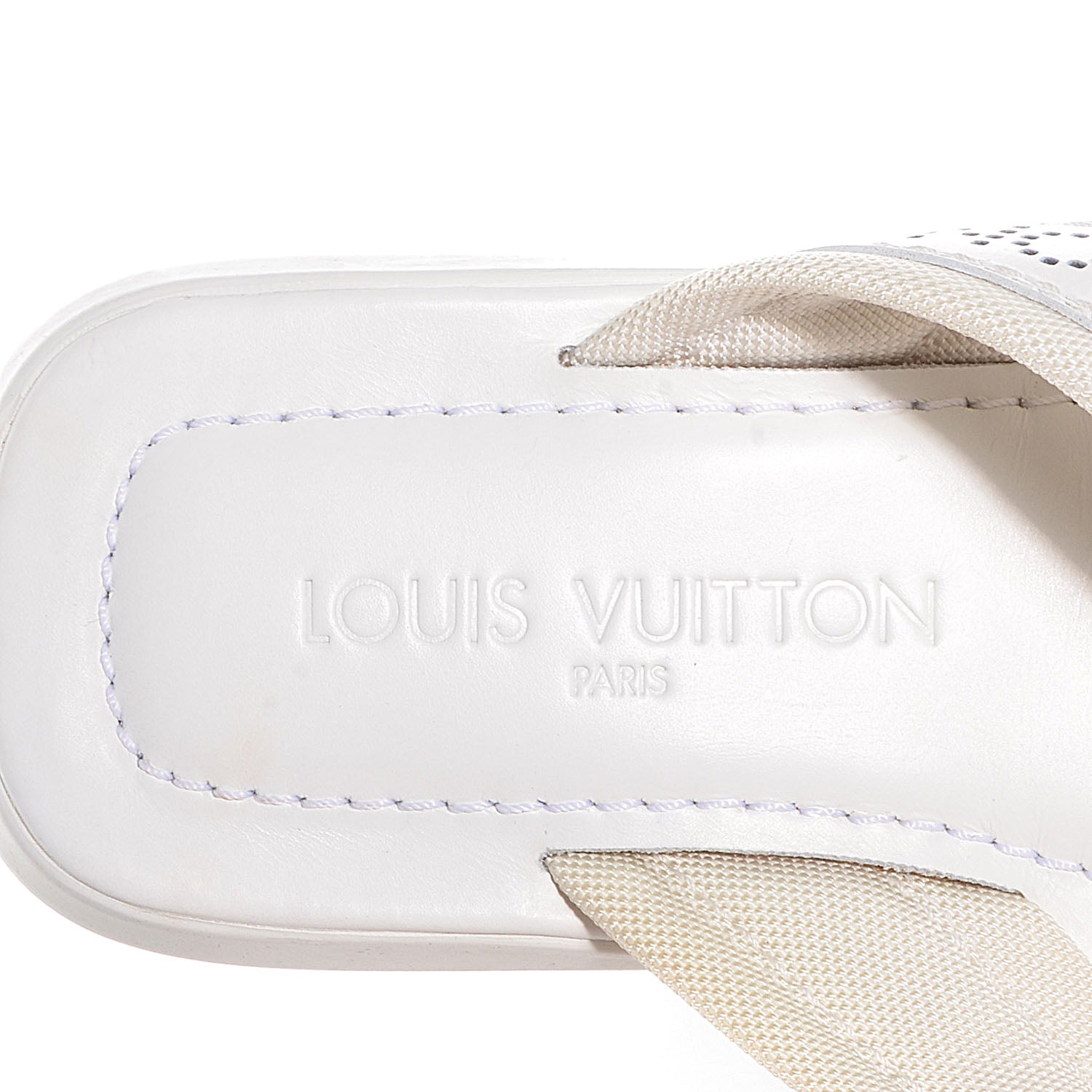 Louis Vuitton Mens Perforated Logo Thong Sandal 7 White 5 of 7