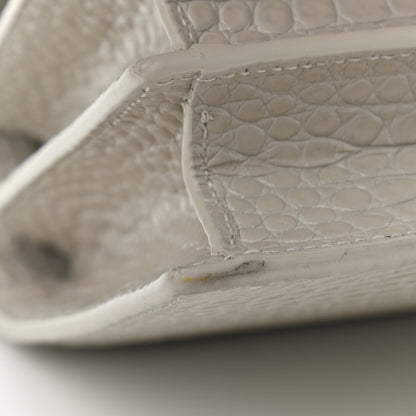 Saint Laurent Calfskin Crocodile Embossed Medium Monogram Sunset Blanc Vintage 8 of 11