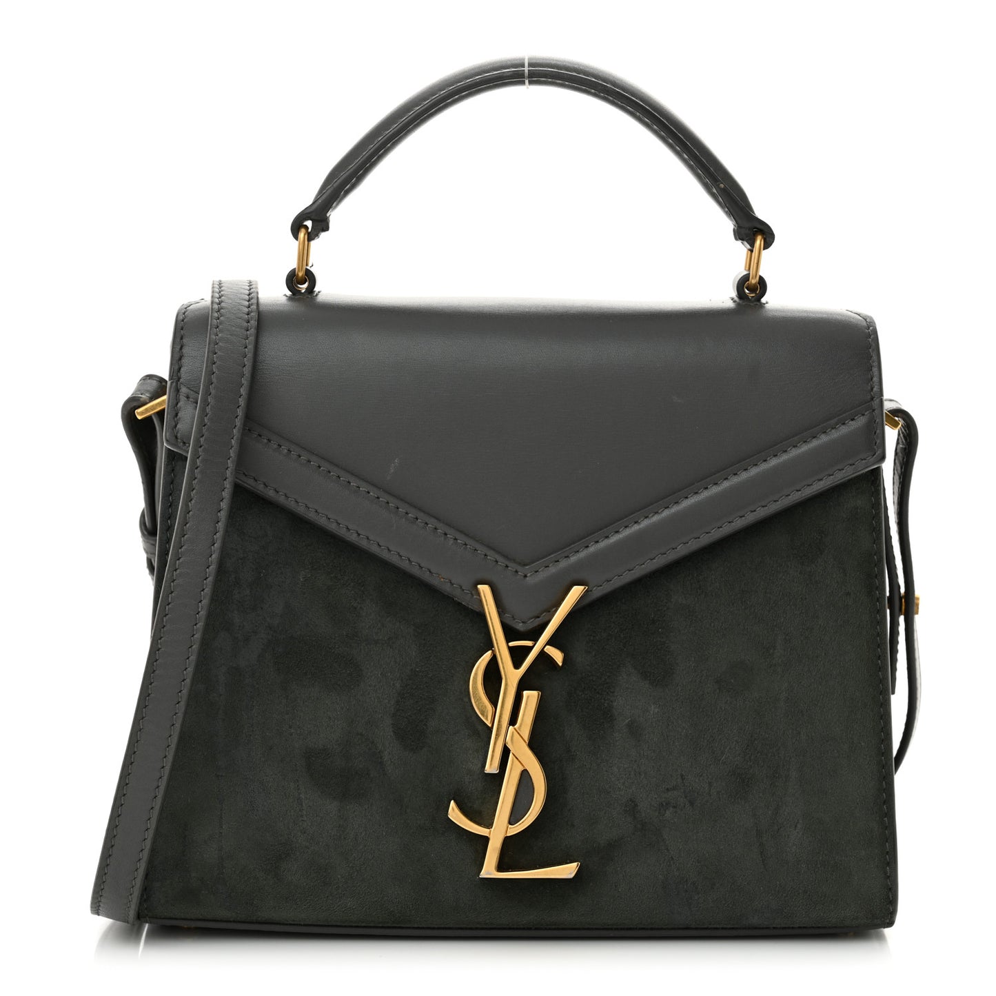 Kid Suede Smooth Calfskin Mini Classic Monogram Cassandra Top Handle Dark Smog
