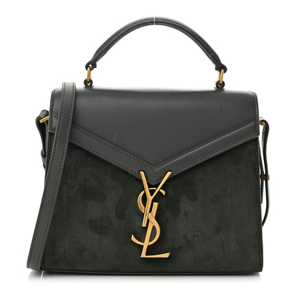 Saint Laurent Kid Suede Smooth Calfskin Mini Classic Monogram Cassandra Top Handle Dark Smog 1 of 17