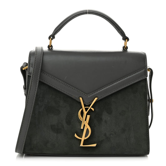 Kid Suede Smooth Calfskin Mini Classic Monogram Cassandra Top Handle Dark Smog