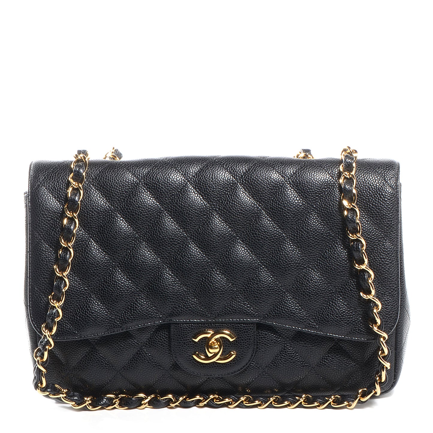 Caviar Jumbo Single Flap Black