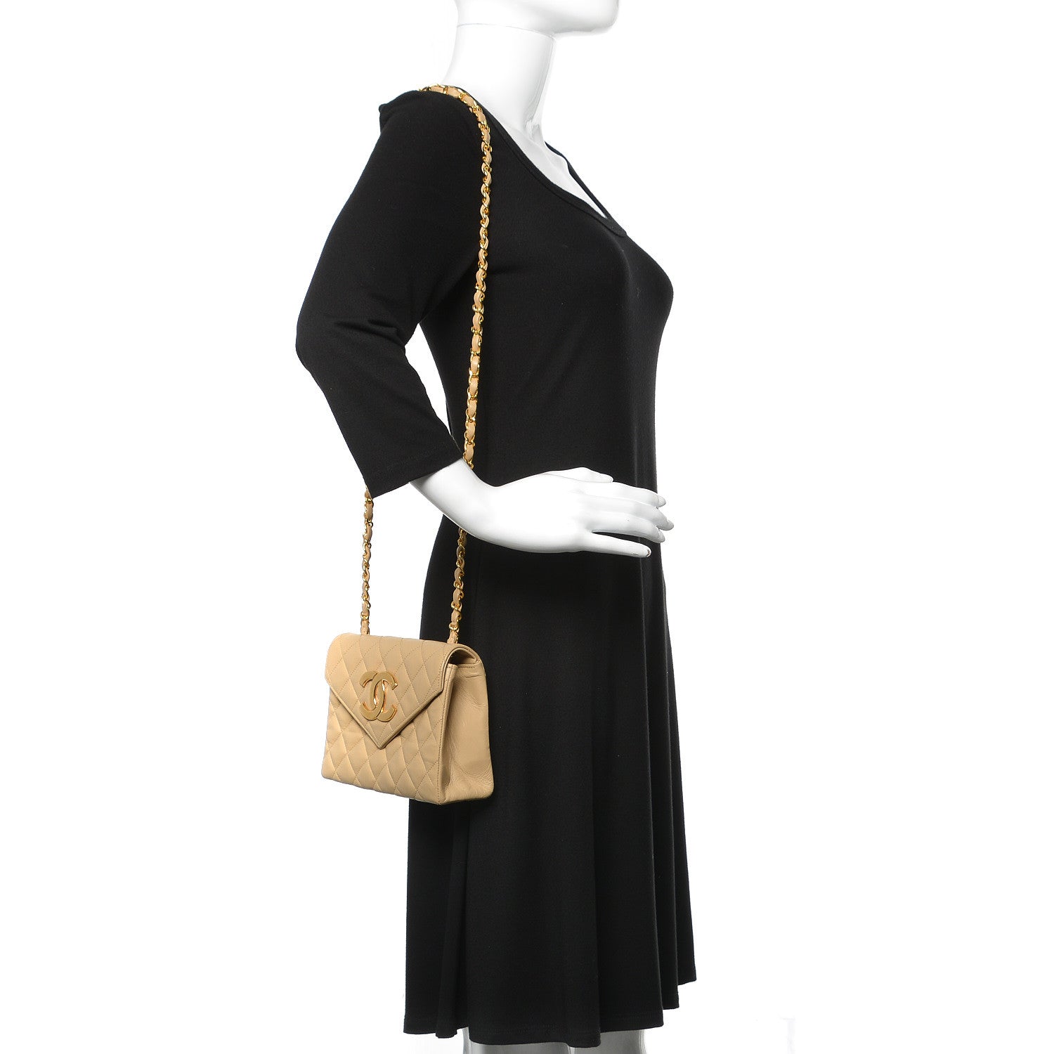 Chanel Lambskin Quilted Envelope Flap Beige 2 of 10