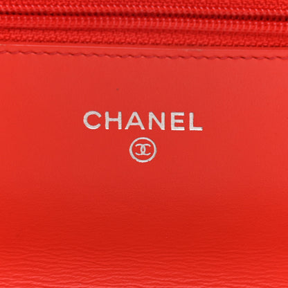 Chanel Patent Striped Wallet On Chain WOC Red 6 of 15