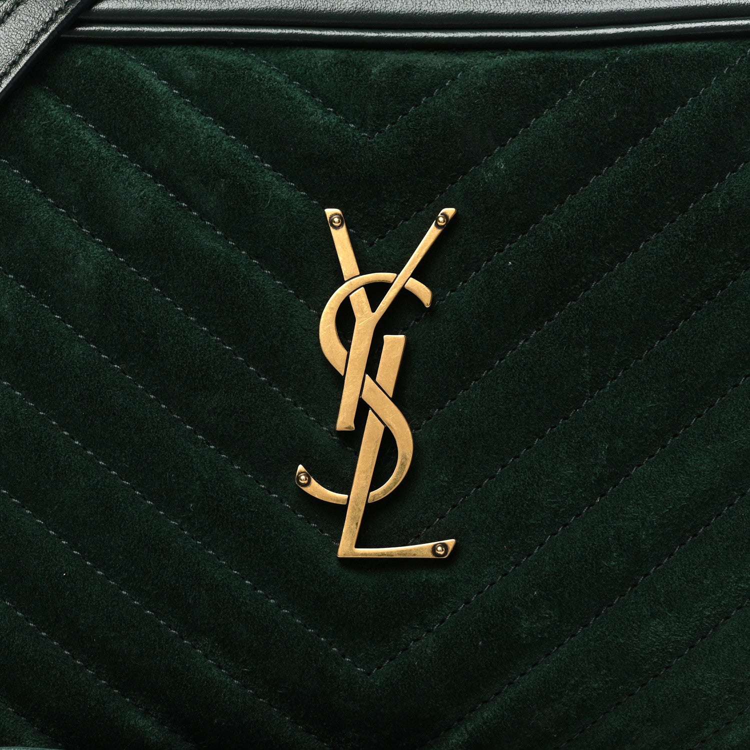 Saint Laurent Suede Calfskin Monogram Lou Camera Bag Vert Fonce 8 of 12