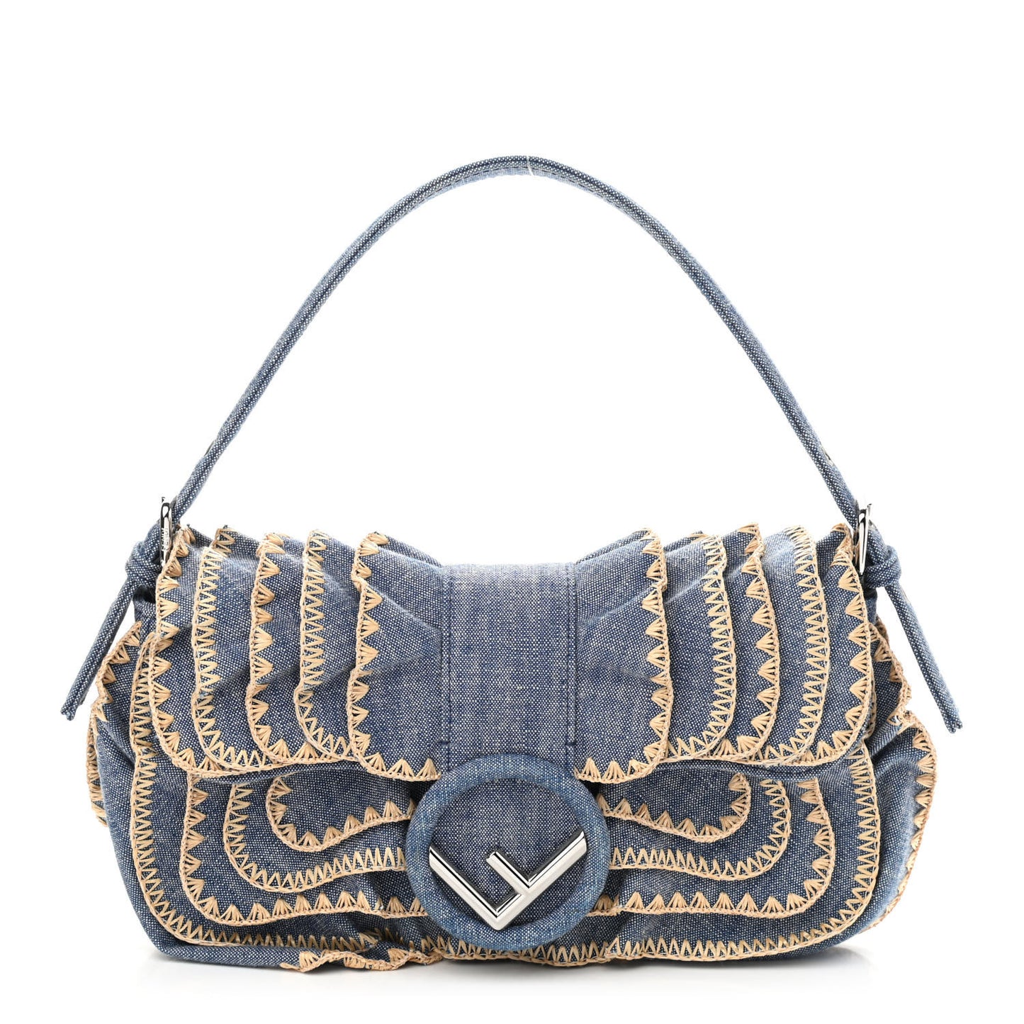 Denim F is Fendi Multi Waves Baguette Blue