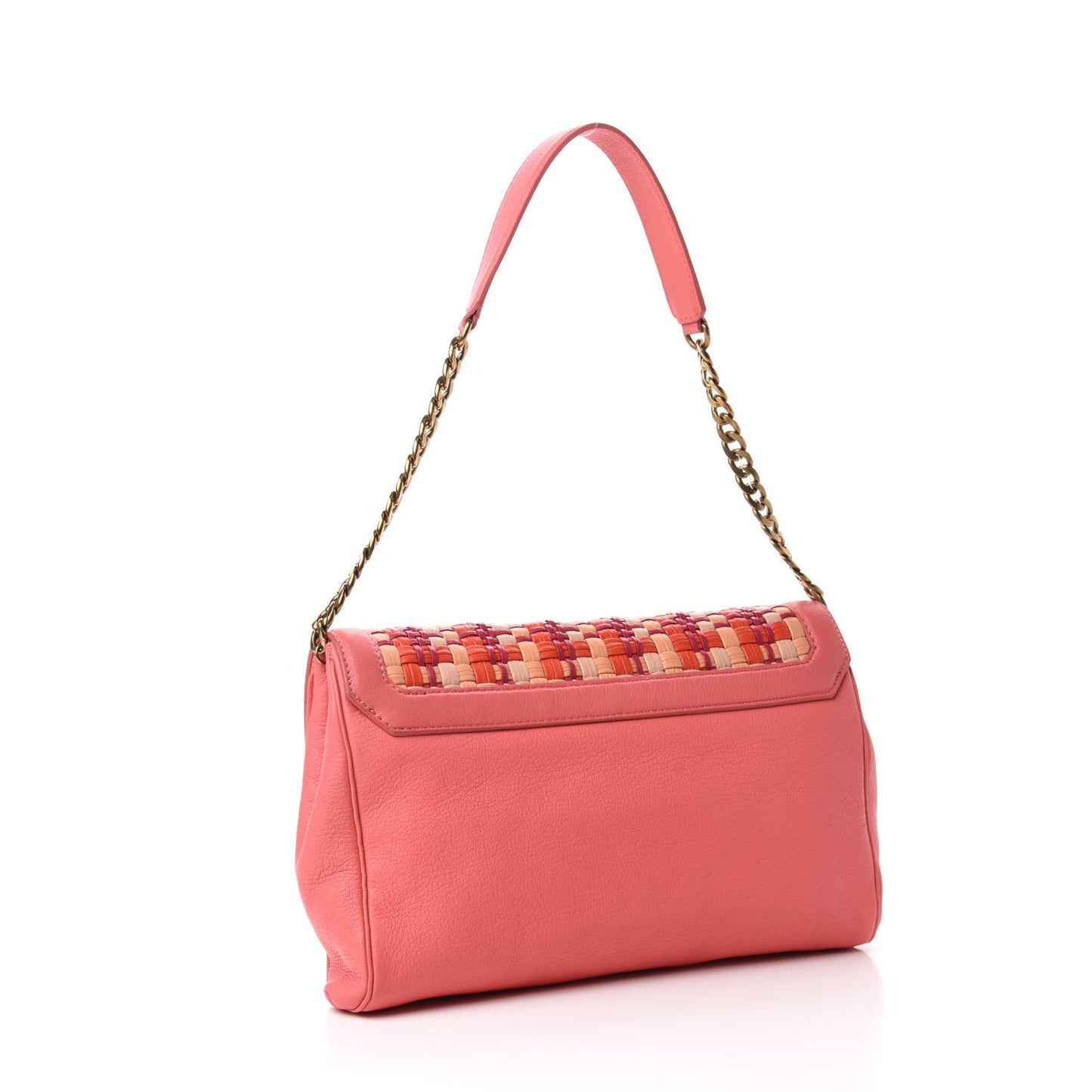 Calfskin Woven Clutch Pink
