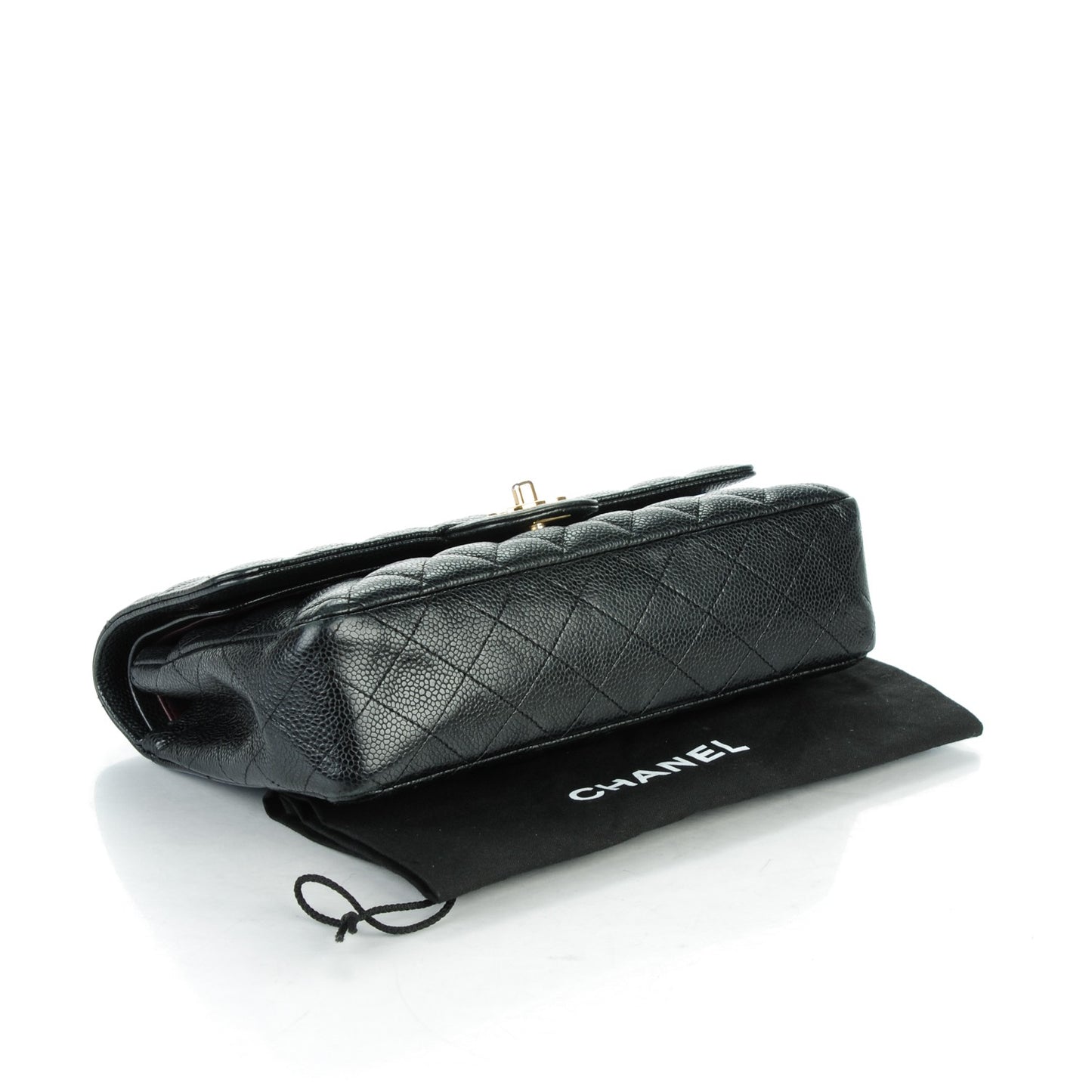 Caviar Quilted Medium Double Flap Black