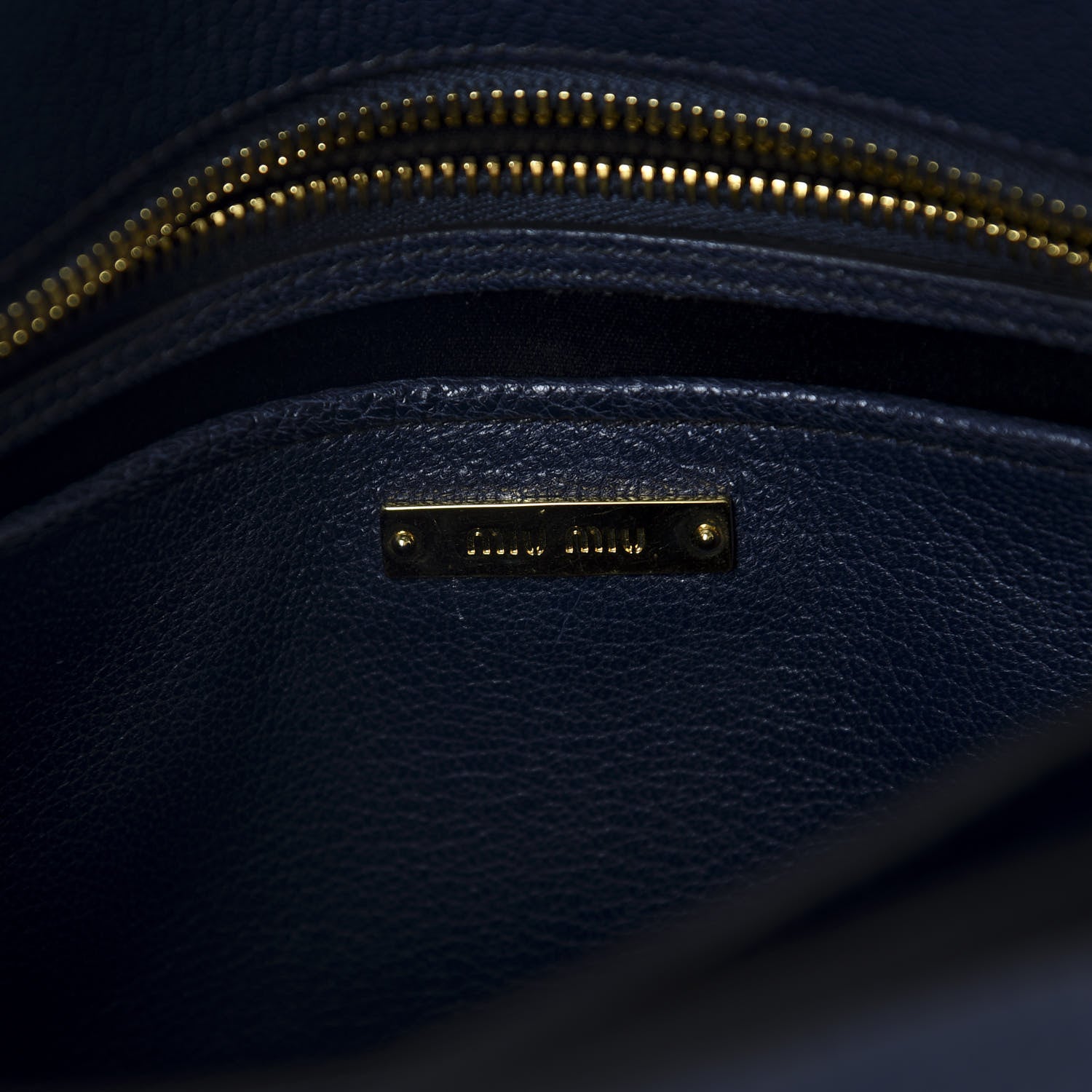Miu Miu Goatskin Madras Shoulder Bag Navy 11 of 13