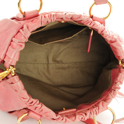 Miu Miu Vitello Lux Gathered Tote Rosa 5 of 11