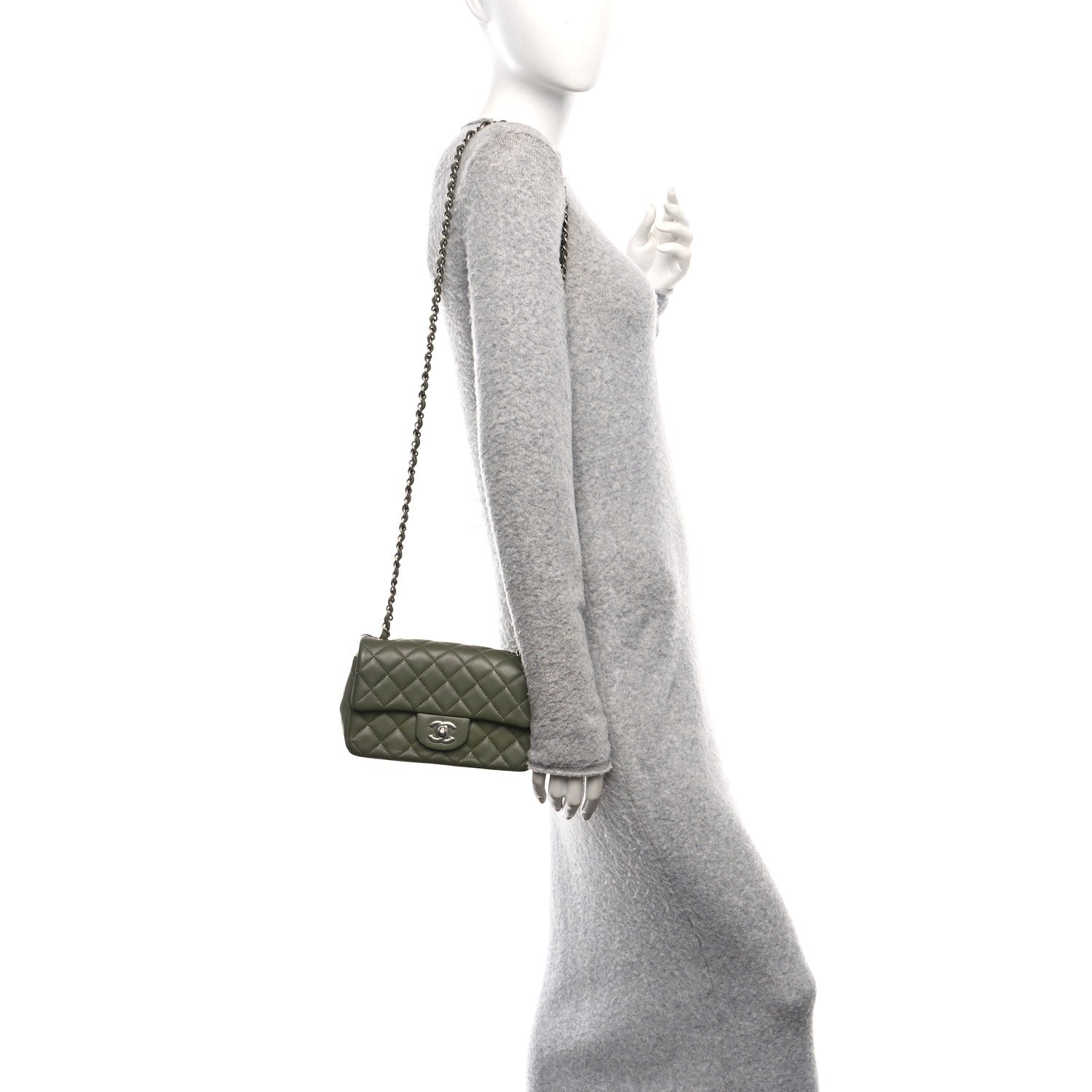 Chanel Lambskin Quilted Mini Rectangular Flap Green 2 of 10