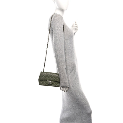 Chanel Lambskin Quilted Mini Rectangular Flap Green 2 of 10