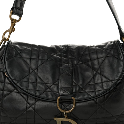 Christian Dior Lambskin Cannage Flap Messenger Bag Black 8 of 15