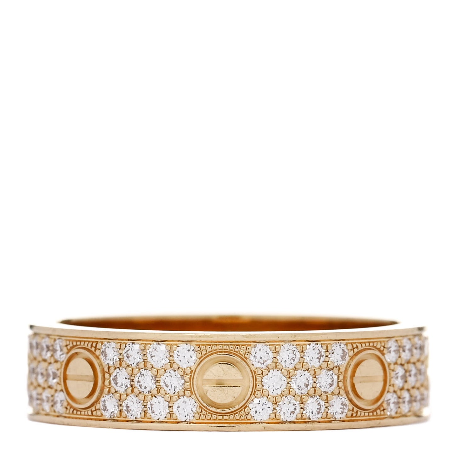 18K Yellow Gold Diamond 5mm LOVE Wedding Paved Band Ring 54 7