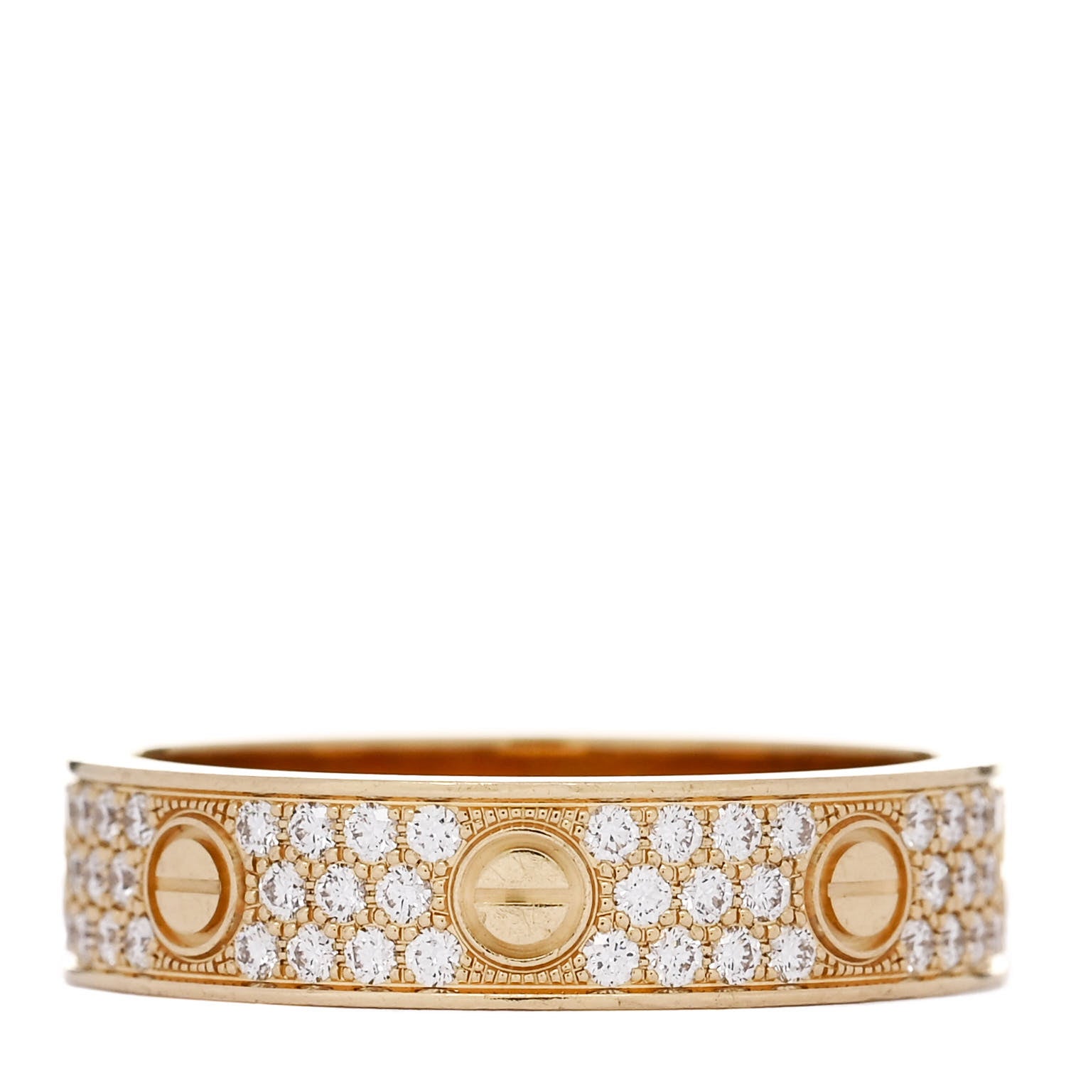 Cartier 18K Yellow Gold Diamond 5mm LOVE Wedding Paved Band Ring 54 7 3 of 5