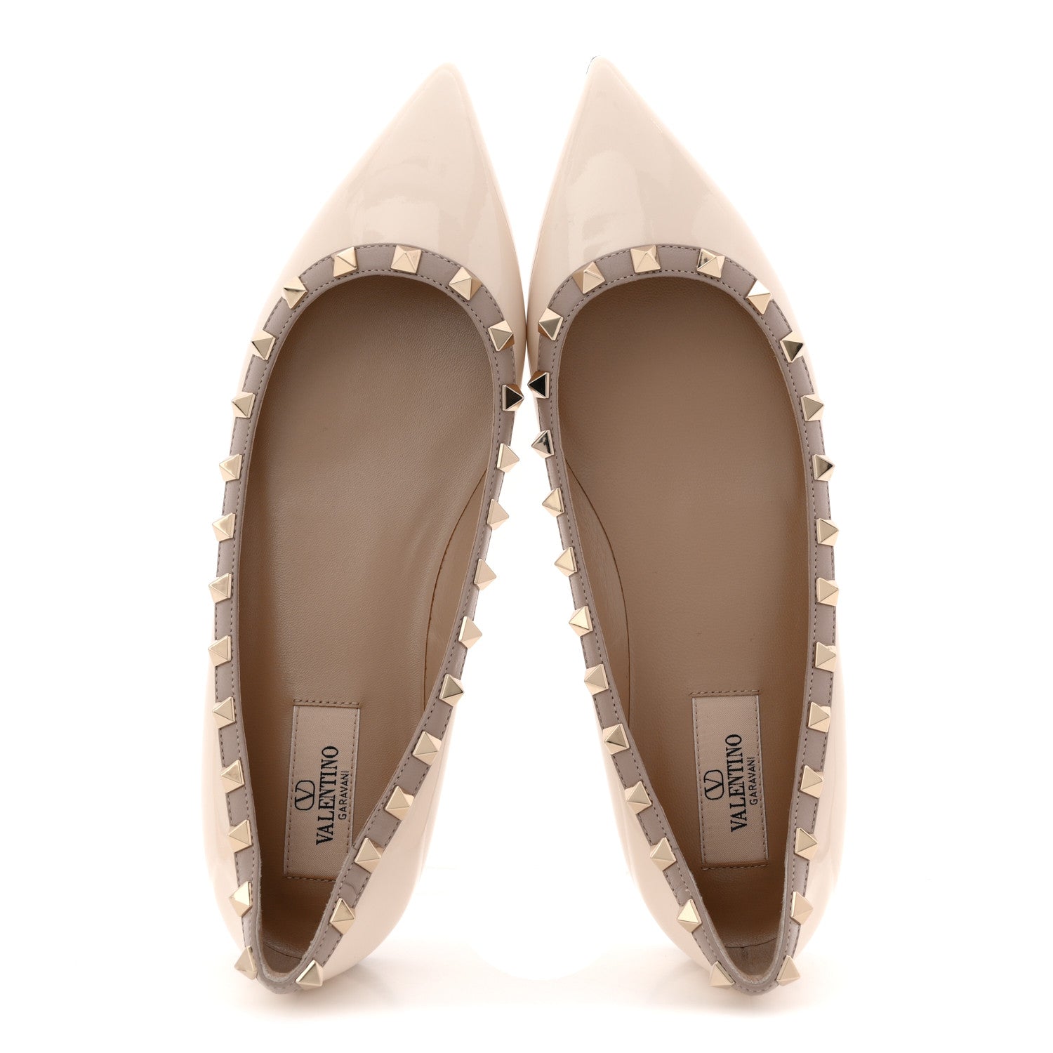 Valentino Garavani Patent Rockstud Ballerina Flats 38.5 Ivory Poudre 2 of 8