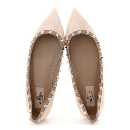 Valentino Garavani Patent Rockstud Ballerina Flats 38.5 Ivory Poudre 2 of 8