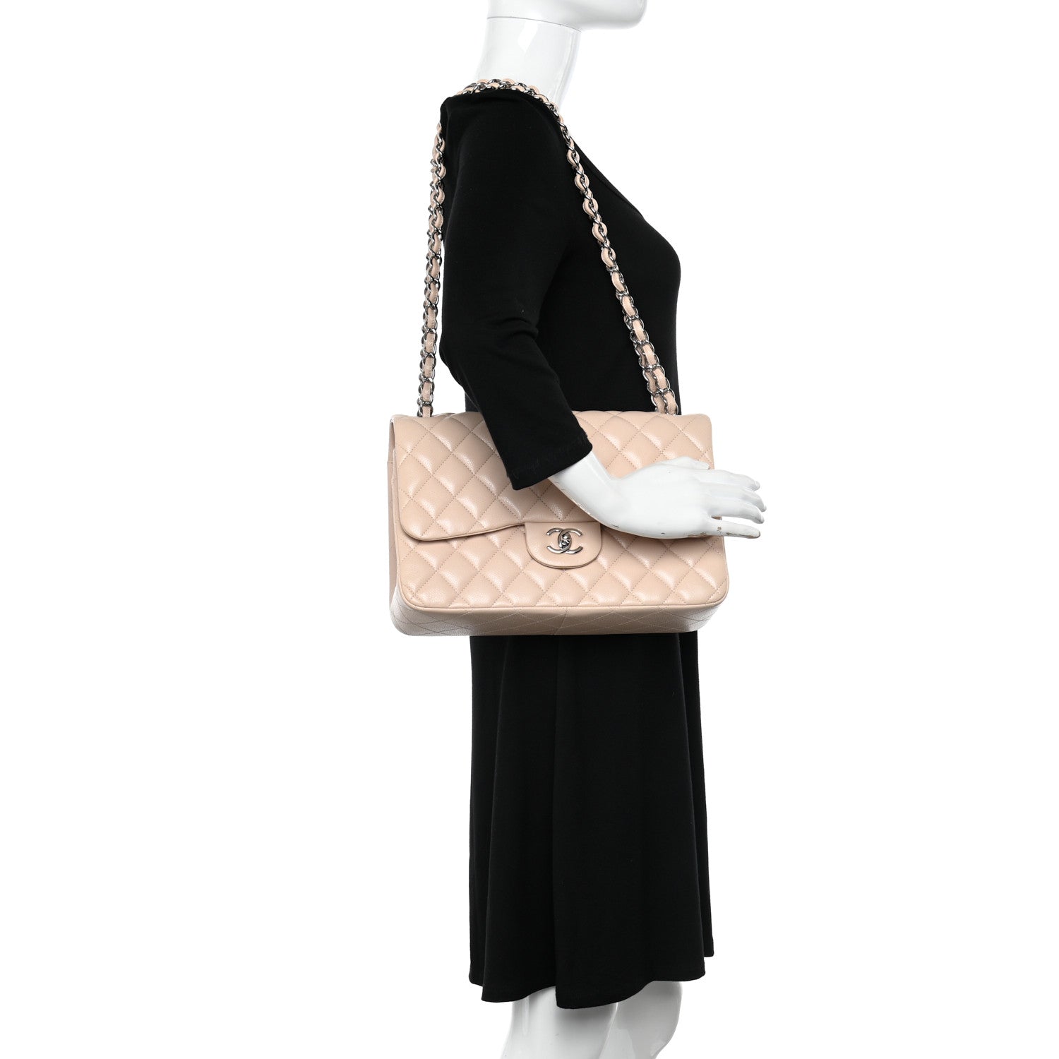 Chanel Caviar Quilted Jumbo Double Flap Light Pink 3 of 10