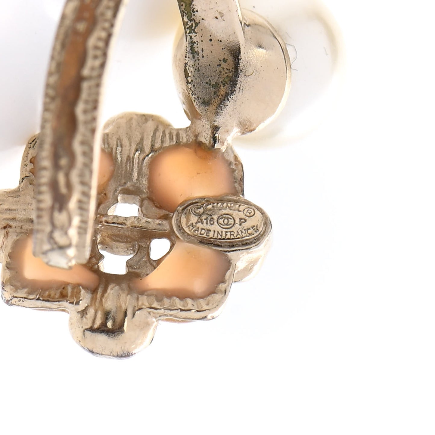 Gripoix Pearl CC Ring 53 6.5 Gold