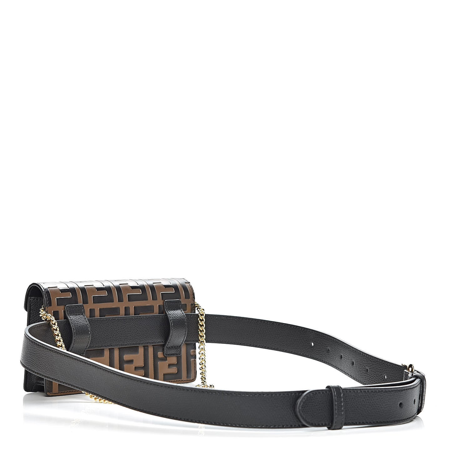 Vitello Cruise F is Fendi Bi-Color FF 1974 Embossed Envelope Belt Bag Maya Black