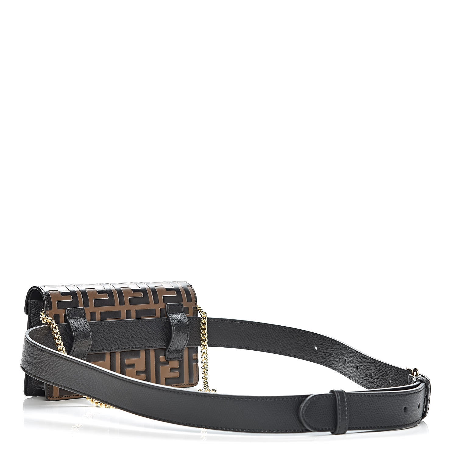 Fendi Vitello Cruise F is Fendi Bi-Color FF 1974 Embossed Envelope Belt Bag Maya Black 4 of 11