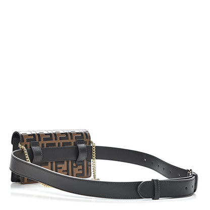 Fendi Vitello Cruise F is Fendi Bi-Color FF 1974 Embossed Envelope Belt Bag Maya Black 4 of 11